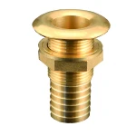 POLISHED BRASS THROUGH HULL WITH HOSE CONNECTION