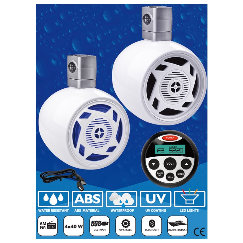 Rádio Bluetooth c Par de Colunas Wake Tower - 120W