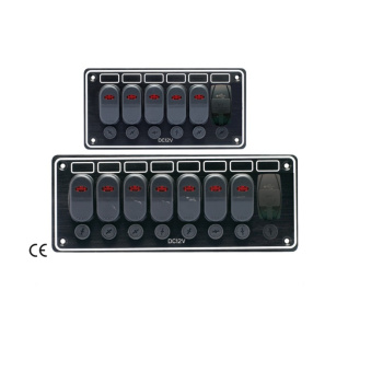Painel Elétrico c/ LED c/ 5 Interruptores + 2 USB (5 x 15A + 1 x 5A) - IP65 - 12V- 190x95mm