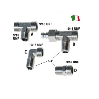 Conector p/ Mang. Hidráulicas Ultraflex e Mancini - 90º - 1/4" c/ Rosca 9/16 UNF