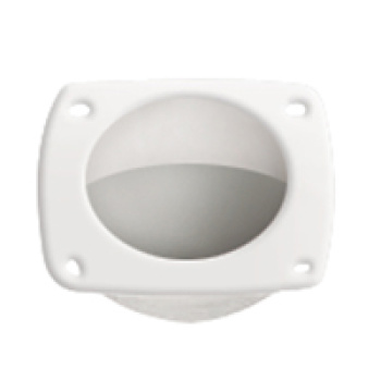 Puxador embutido de dedo, Ø44mm, 57x57mm, Plástico, Branco