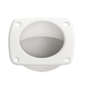 Puxador embutido de dedo, Ø44mm, 57x57mm, Plástico, Branco